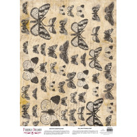 Деко веллум (Лист кальки з малюнком) Vintage Butterflies, А3 (29,7см х 42см)