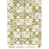 Деко веллум (Лист кальки з малюнком) Suzani Green, А3 (29,7см х 42см)