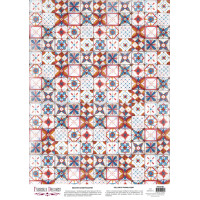 Деко веллум (лист кальки с рисунком) Suzani Blue-Red, А3 (29,7см х 42см)