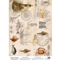 Деко веллум (Лист кальки з малюнком) Vintage Bright Journey by sea, А3 (29,7см х 42см)