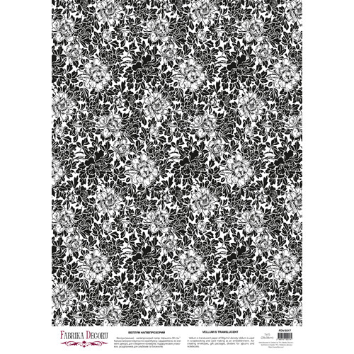 Деко веллум (лист кальки с рисунком) Gothic flowers, А3 (29,7см х 42см)