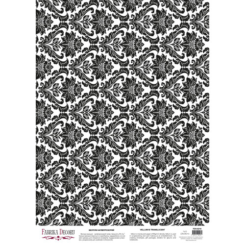 Деко веллум (лист кальки с рисунком) Damask Gothic flowers, А3 (29,7см х 42см)
