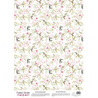 Деко веллум (лист кальки с рисунком) Flying among the flowers, А3 (29,7см х 42см)