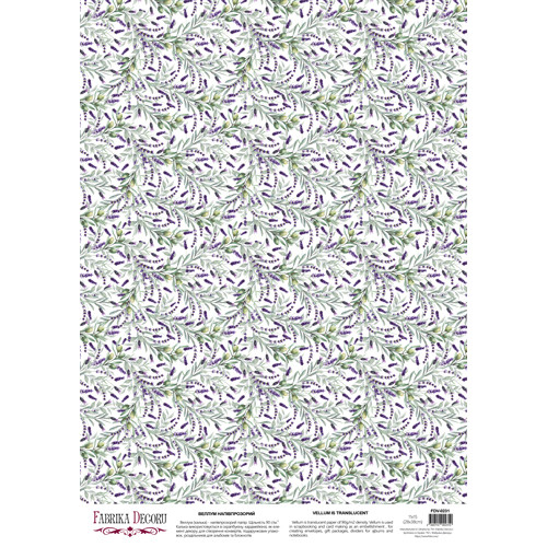 Деко веллум (лист кальки с рисунком) Лавандовое поле фон, А3 (29,7см х 42см)