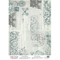 Деко веллум (лист кальки с рисунком) Vintage Text, Swirls, А3 (29,7см х 42см)