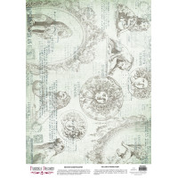 Деко веллум (Лист кальки з малюнком) Vintage text, Gorgons and lions, А3 (29,7см х 42см)