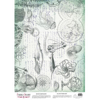 Деко веллум (лист кальки с рисунком) Vintage Text, In the deep ocean, А3 (29,7см х 42см)