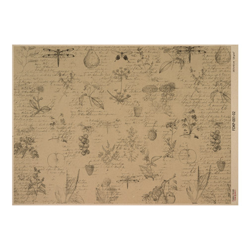 Лист крафт бумаги с рисунком Botanical backgrounds №02, 42x29,7 см