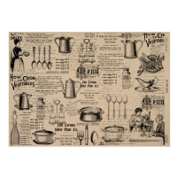 Лист крафт паперу з малюнком Vintage woman world №02, 42x29,7 см