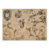 Лист крафт бумаги с рисунком Vintage woman world №05, 42x29,7 см