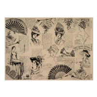 Лист крафт паперу з малюнком Vintage woman world №07, 42x29,7 см