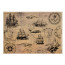 Лист крафт бумаги с рисунком Maps of seas and continents №04, 42x29,7 см