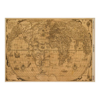 Лист крафт паперу з малюнком Maps of seas and continents №07, 42x29,7 см