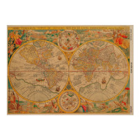 Лист крафт паперу з малюнком Maps of seas and continents №09, 42x29,7 см