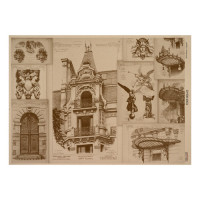 Лист крафт паперу з малюнком History and architecture №05, 42x29,7 см