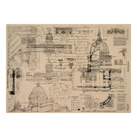 Лист крафт паперу з малюнком History and architecture №06, 42x29,7 см