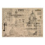 Лист крафт бумаги с рисунком History and architecture №06, 42x29,7 см