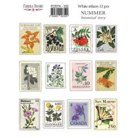 Набір наклейок (стікерів) 12 шт Summer botanical story №352 Літня Ботанічна Історія