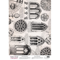 Деко веллум (Лист кальки з малюнком) Vintage Gothic windows, А3 (29,7см х 42см)