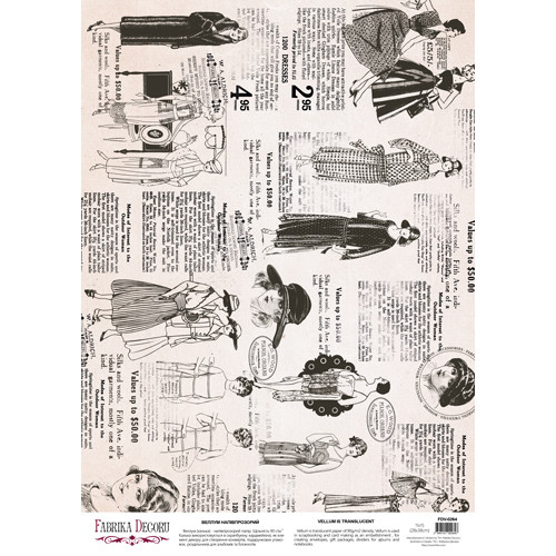 Деко веллум (лист кальки с рисунком) Vintage Fashion, А3 (29,7см х 42см)