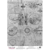 Деко веллум (Лист кальки з малюнком) Grunge Technical drawing, А3 (29,7см х 42см)