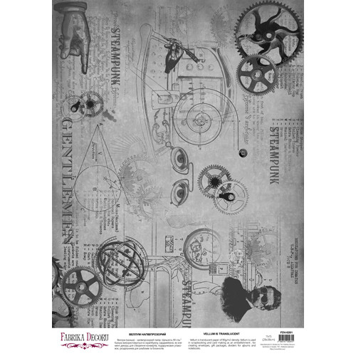 Деко веллум (лист кальки с рисунком) Grunge Scientific Journal, А3 (29,7см х 42см)