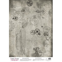 Деко веллум (лист кальки с рисунком) Grunge Flight mechanics, А3 (29,7см х 42см)
