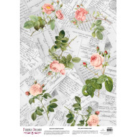 Деко веллум (Лист кальки з малюнком) Romantic letters with Roses, А3 (29,7см х 42см)