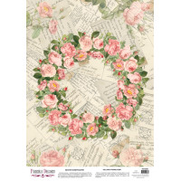 Деко веллум (Лист кальки з малюнком) Romantic Rose Wreath, А3 (29,7см х 42см)