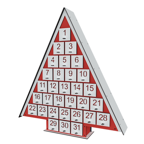 Адвент календарь на 31 день, Красный - Белый, собранный 575х535х104 мм