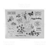 Набір силіконових штампів №47 Happy Easter, 16 шт