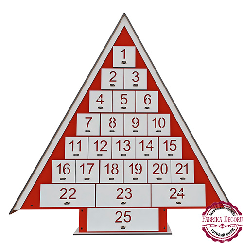 Адвент календарь на 25 дней, Красный - Белый, собранный