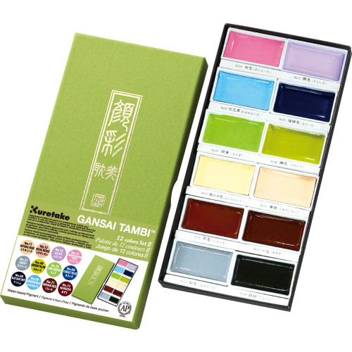Набір акварельних фарб Kuretake Gansai Tambi set II 12 кювет Face color