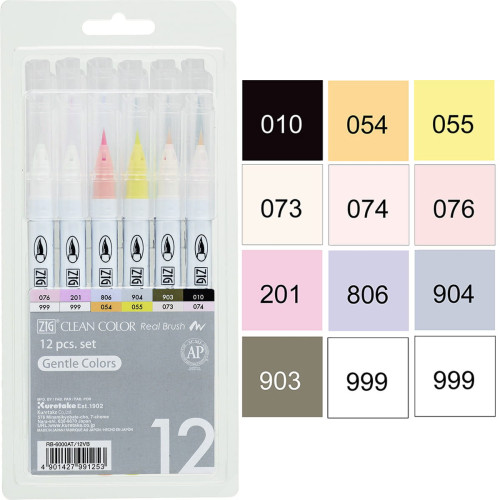 Набір маркерів Kuretake ZIG Clean Color Real Brush Colors set B 12шт.