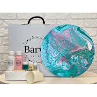 Художественный набор для создания картины в технике флюид арт, Barva art box, Нежность Круг 30 см - fluid art (жидкий акрил)