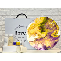 Художественный набор для создания картины в технике флюид арт, Barva art box, Очарование Круг 30 см - fluid art (жидкий акрил)
