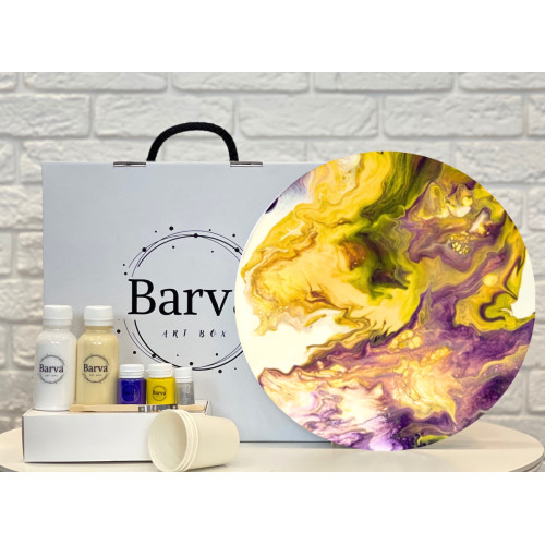 Художественный набор для создания картины в технике флюид арт, Barva art box, Очарование Круг 30 см - fluid art (жидкий акрил)
