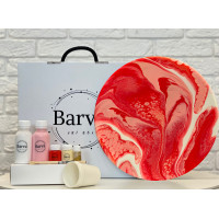 Художественный набор для создания картины в технике флюид арт, Barva art box, Поцелуи Круг 30 см - fluid art (жидкий акрил)
