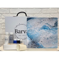 Художественный набор для создания картины в технике флюид арт, Barva art box, Сапфир Квадрат 30 см - fluid art (жидкий акрил)