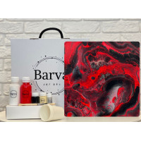Художественный набор для создания картины в технике флюид арт, Barva art box, Страсть Квадрат 30 см - fluid art (жидкий акрил)