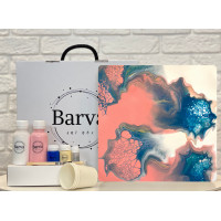 Художественный набор для создания картины в технике флюид арт, Barva art box, Интрига Квадрат 30 см - fluid art (жидкий акрил)