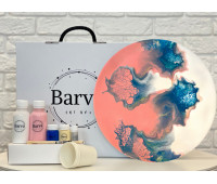 Художественный набор для создания картины в технике флюид арт, Barva art box, Интрига Круг 30 см - fluid art (жидкий акрил)