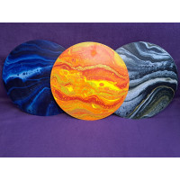 Художественный набор для создания картины в технике флюид арт, Barva art box, Семейный 3 в 1 три круга 30 см - fluid art (жидкий акрил)