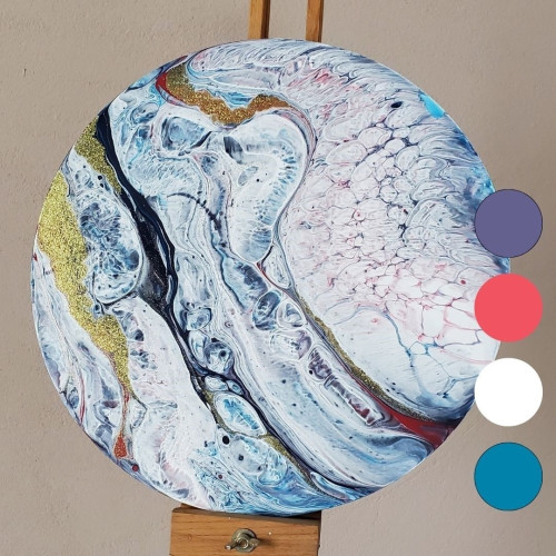 Художественный набор для создания картины в технике флюид арт, Barva art box, Барва Круг 30 см - fluid art (жидкий акрил)