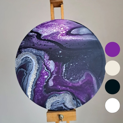 Художественный набор для создания картины в технике флюид арт, Barva art box, Галактика Круг 30 см - fluid art (жидкий акрил)