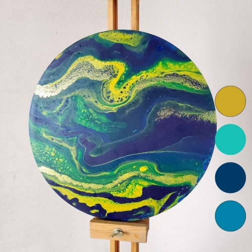 Художественный набор для создания картины в технике флюид арт, Barva art box, Земля Круг 30 см - fluid art (жидкий акрил)