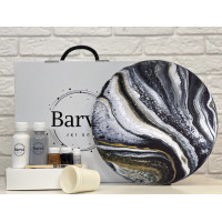 Художественный набор для создания картины в технике флюид арт, Barva art box, Луна Круг 30 см - fluid art (жидкий акрил)