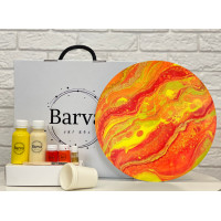 Художественный набор для создания картины в технике флюид арт, Barva art box, Солнце Круг 30 см - fluid art (жидкий акрил)