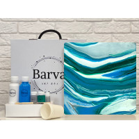 Художественный набор для создания картины в технике флюид арт, Barva art box, Уран Квадрат 30 см - fluid art (жидкий акрил)