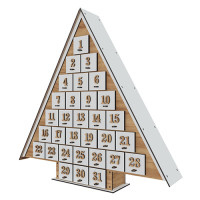 Адвент календарь Елочка на 31 день с объемными цифрами, Белый дуб, 52х50х10,5 см (модель для сборки)